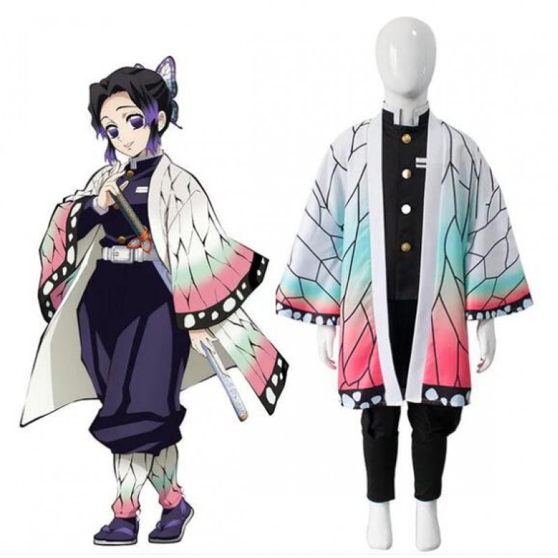 Kid Demon Slayer Kochou Shinobu kimono Halloween Cosplay Costume
