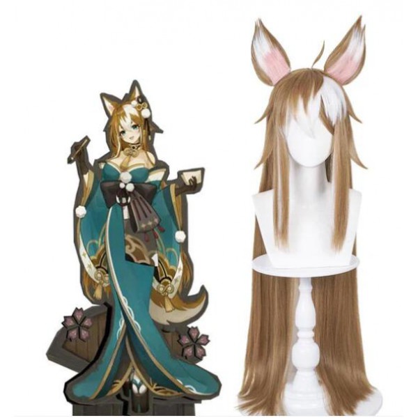 Game Genshin Impact Hina Gorou Brown Mixed Color Long Cosplay Wigs