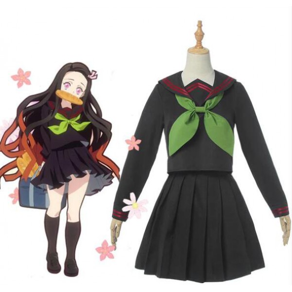 Demon Slayer Nezuko Kamado School Uniform Cosplay Costume