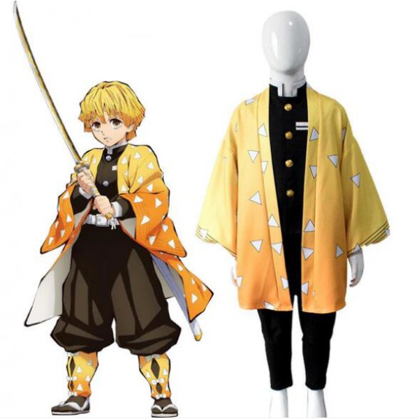 Kid Demon Slayer Zenitsu Agatsuma kimono Halloween Cosplay Costume