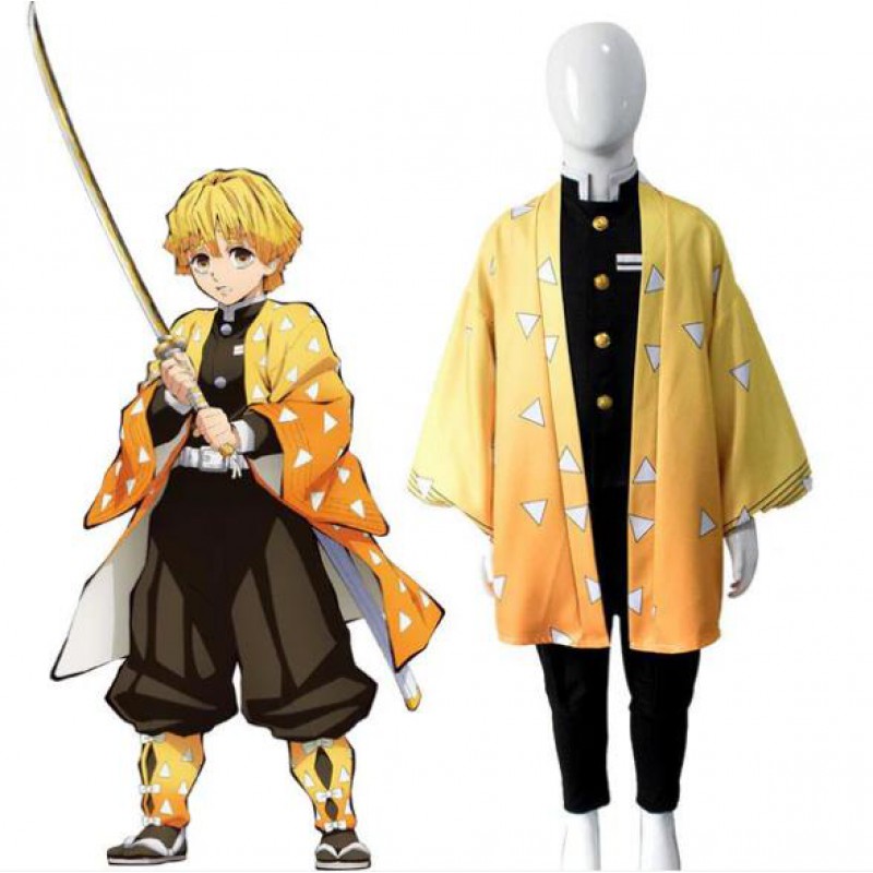 Kid Demon Slayer Zenitsu Agatsuma kimono Halloween Cosplay Costume